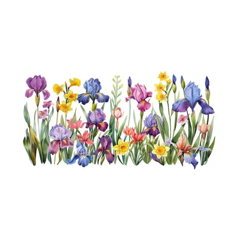 Flower Wall Decals Removable PVC Window Stickers for Home Decor Glass Mural Background Self-Adhesive VA-B099