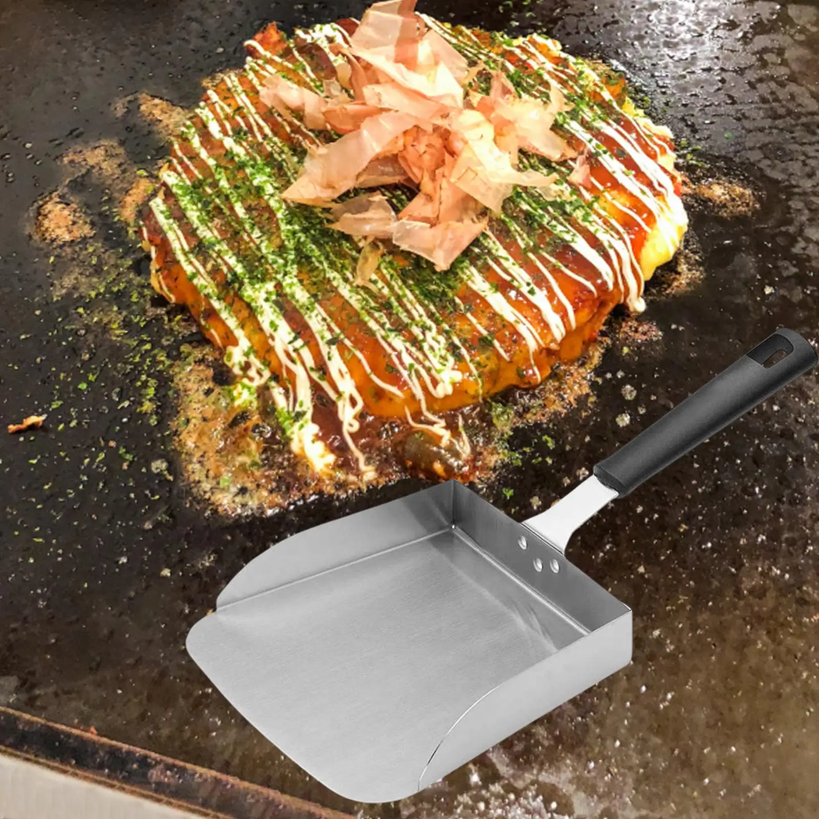 Creative French Fries Snack Mobile spade, Stainless Steel Food spade, Wooden Handle BBQ Tools, BBQ
