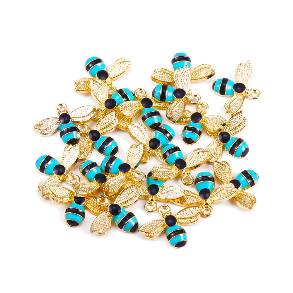 15 Stück schöne gelbe blaue schwarze Emaille Biene Zinklegierung Anhänger Charm für Damen Ohrringe Halskette DIY Schmuckherstellung Zubehör – Detail 3