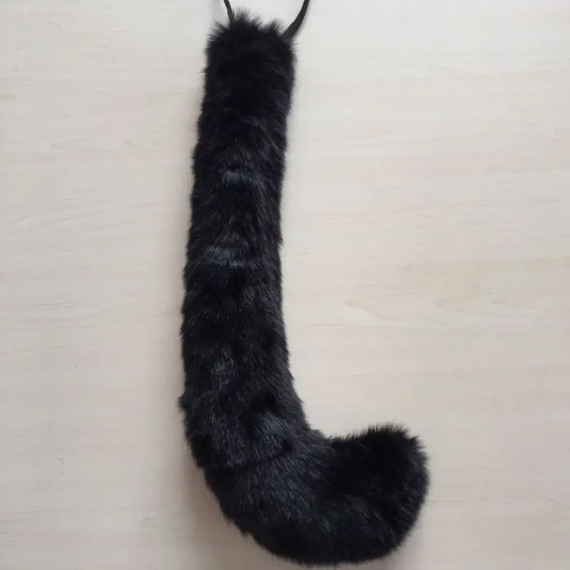 Adult Kids Anime Solid Color Plush for CAT Wolf Cosplay Props Animal Ears Bandana Long Tail Halloween Costume