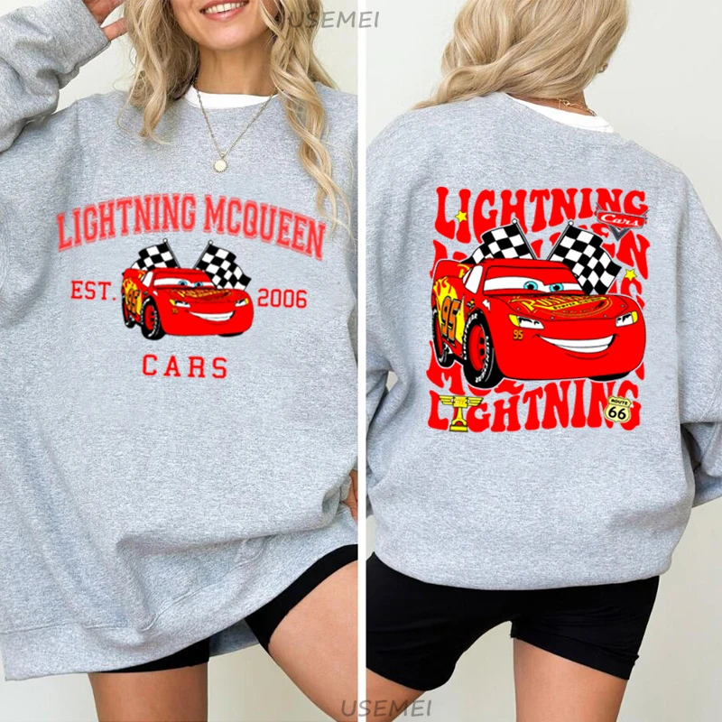 Lightning McQueen Car Graphic Sweatshirts Harajuku Funny Men Women Cars Hoodies Long Sleeve Pullover Crewneck Sweatshirts 5