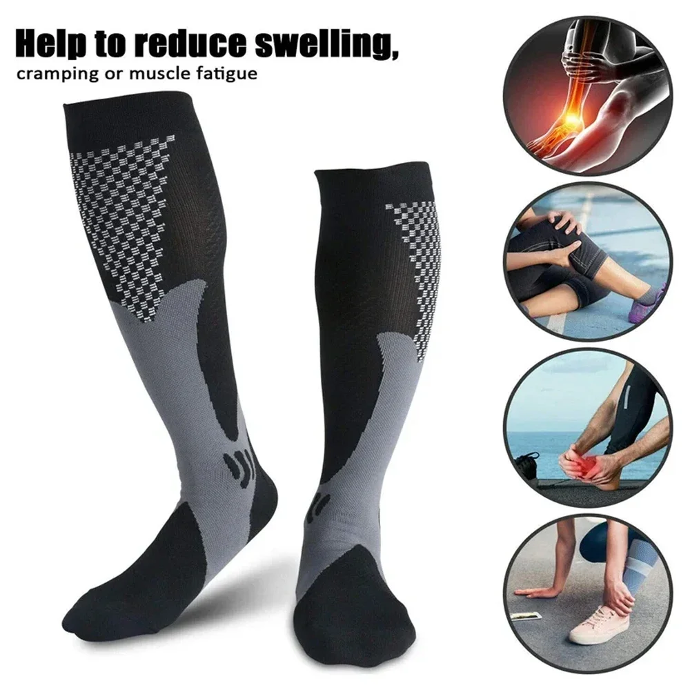 GOMOREON 1Pair Plus size compression socks wide calf women men knee high 20-30 mmhg circulation for swelling 2XL-7XL