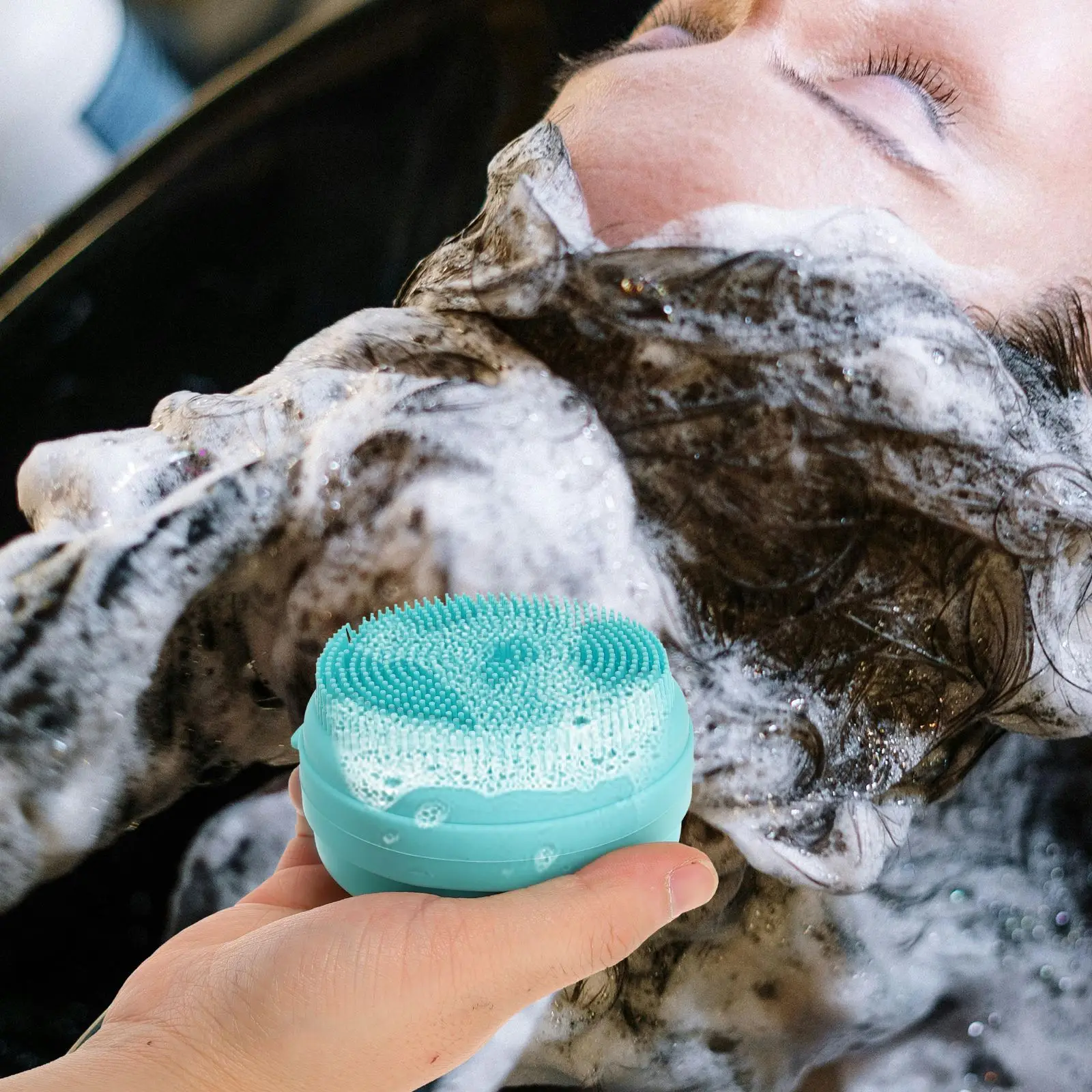 Bathing Brush Head Silicone Exfoliating Brush Scrubber Showering Brush Body Clean Scrubber Shower Gentle Massage Bath Scrubber 3