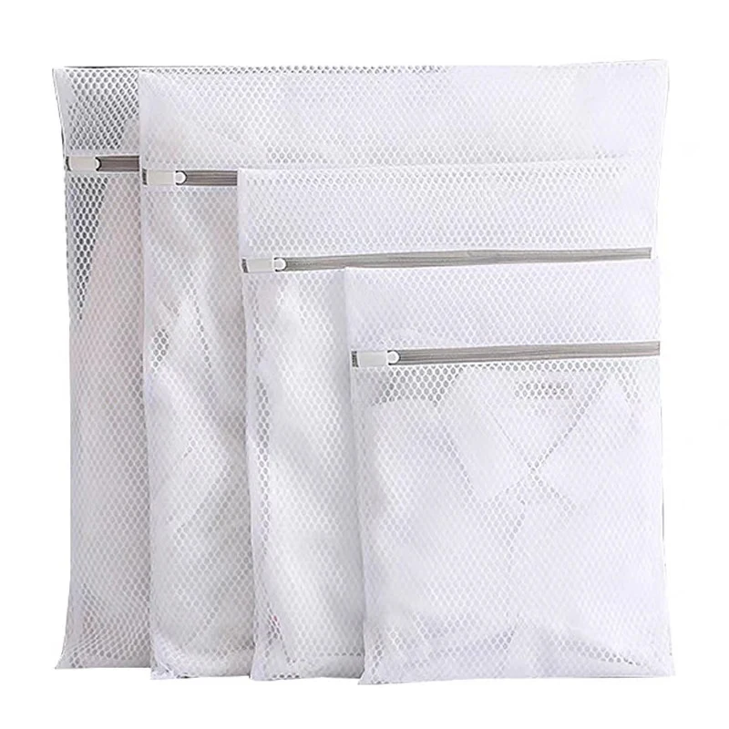 1PC White Durable Large Washing Laundry Bag Mesh Organizer Net Dirty Bra Socks Underwear Shoe Storag Wash Machine Cover Clothes 5