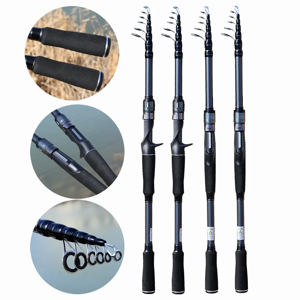 Fishing Rod Ultralight Telescopic Lure Fishing Rod Spinning Casting Carbon Fiber Pole Jigging Bait WT 8g-18g Fast Bass Fishing Rods M Action