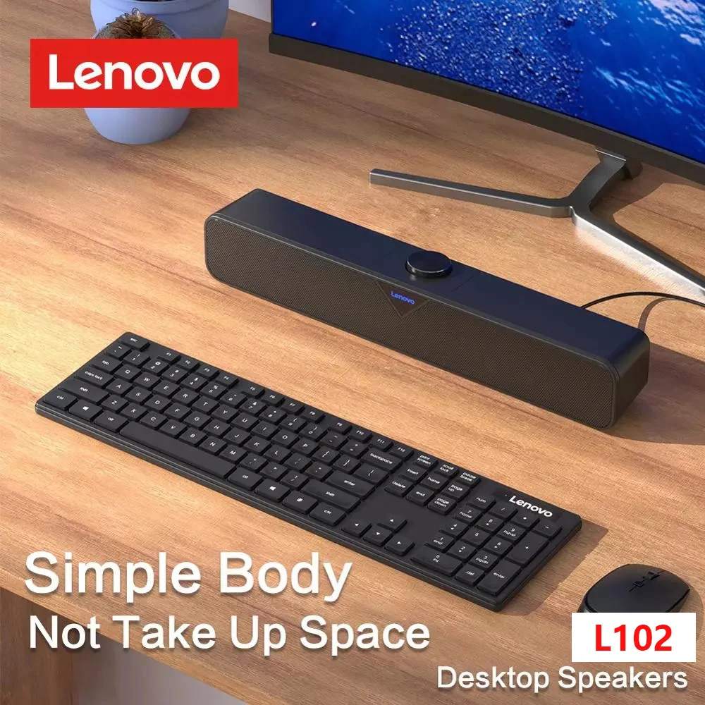 Original Lenovo Lecoo L102 TV Sound Bar 3.5mm Aux Desktop Stereo Speaker Wired Home Surround For PC Theater TV Music Loudspeaker computer loudspeaker soundbar speakers tv speakers speaker units
