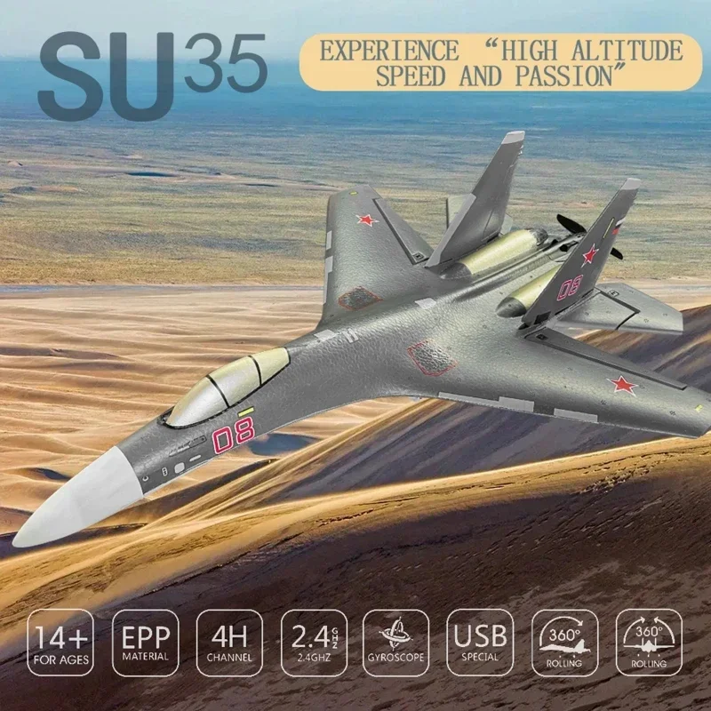 2023 Remote Control Fighter Aircraft 360°Stunt Flip Mini Aircraft SU-35 Inverted Flying Easy Operation for Beginner Children toy 6