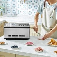 SucceBuy Machine à crème glacée automatique avec compresseur intégré 2 litres sans pré-gel Machine à yaourt aux fruits Machine à sorbet électrique 2