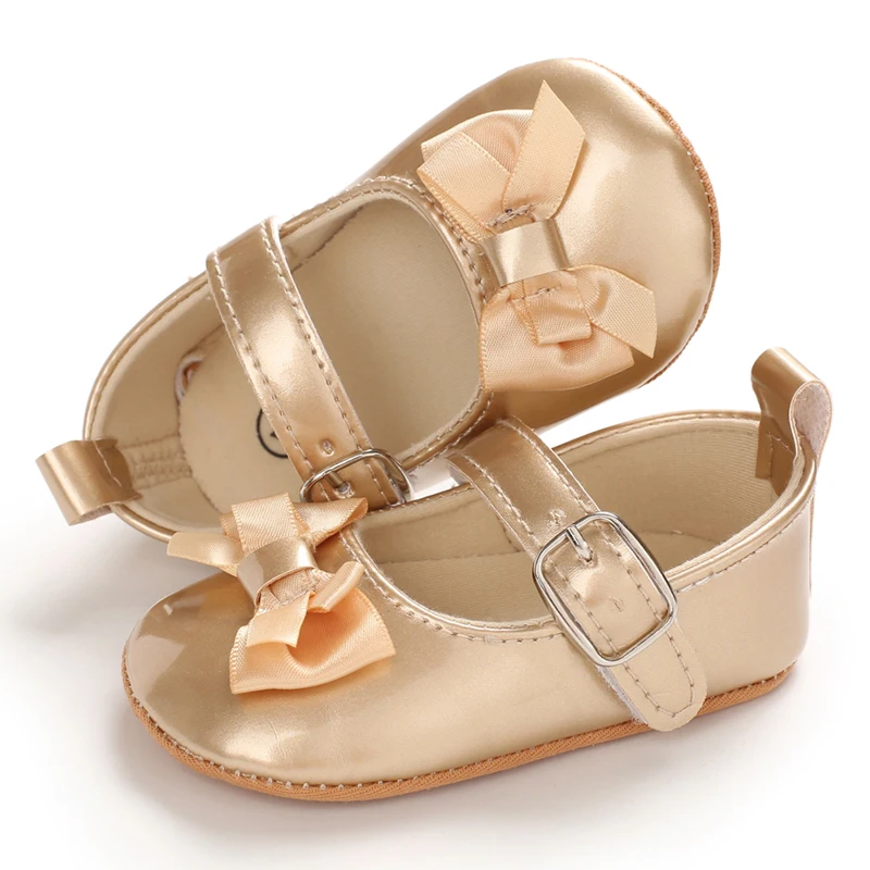 Golden Newborn Baby Baptism Walking Shoes Elegant And Noble Gold Princess Shoes Comfortable Soft Soles Non-slip Walking Shoes 4