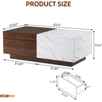 Lift Top Coffee Tables for Living Room, 43" LED Wooden Center Tables with Storage Shelf, Hidden Compartment and Drawer for Home 2