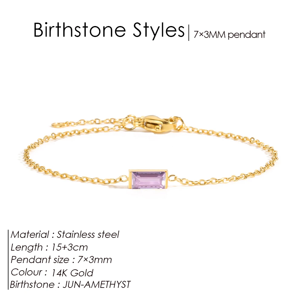 Damen-Armband, Edelstahl, quadratisch, Geburtsstein-Armband, funkelnder, hochwertiger Strass-Armreif, Valentinstag-Schmuck, Geschenk – Detail 12