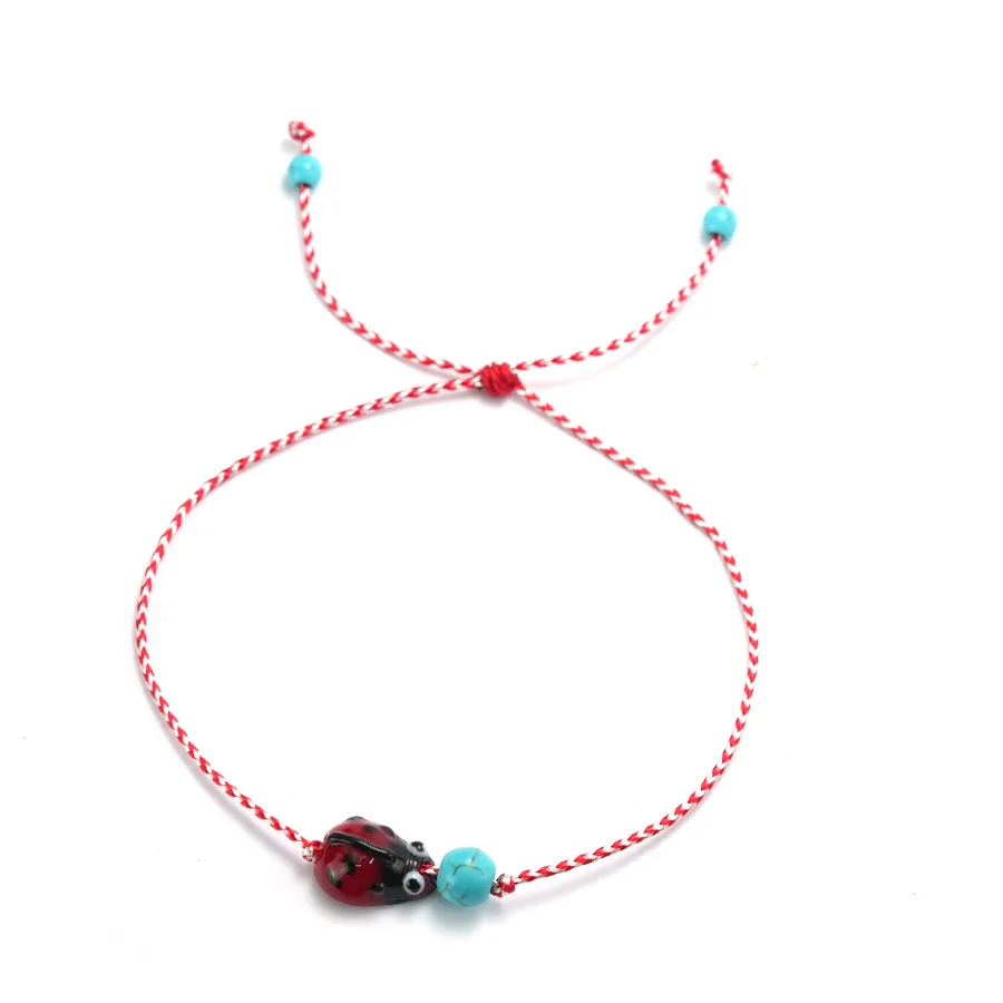 Handmade Ladybug Charm Bracelet For Women With Howlite Stone