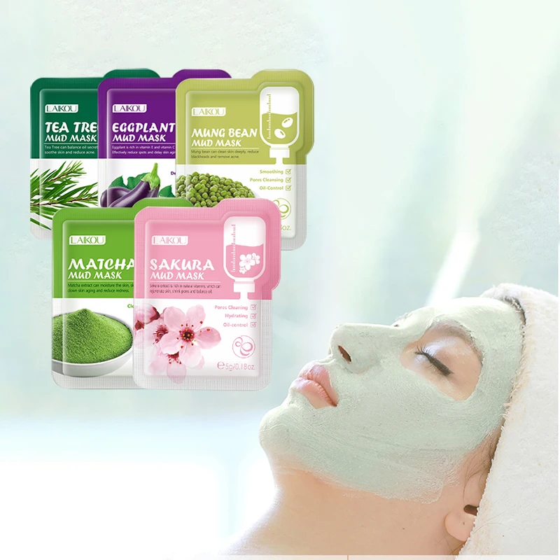 5Pcs Deep Facial Cleansing Mud Mask Oil Control Anti Acne Cosmetics ...