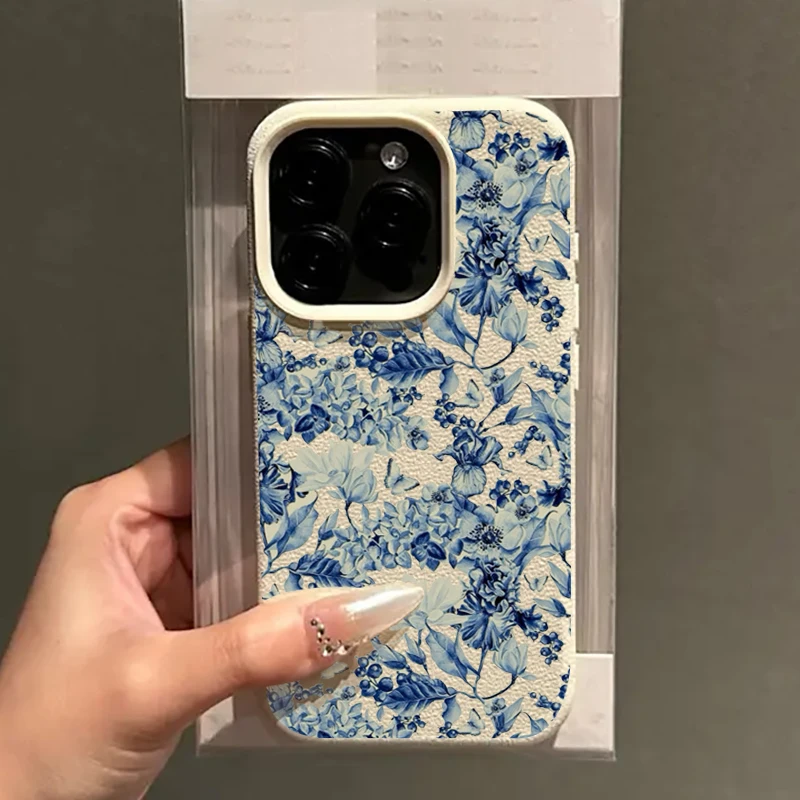 Blue And White Porcelain Flower Design Phone Case For iPhone 17 Pro 16 15 14 Plus 13 12 11 Pro Max 16E 17Air X XR XS Max Cover 3