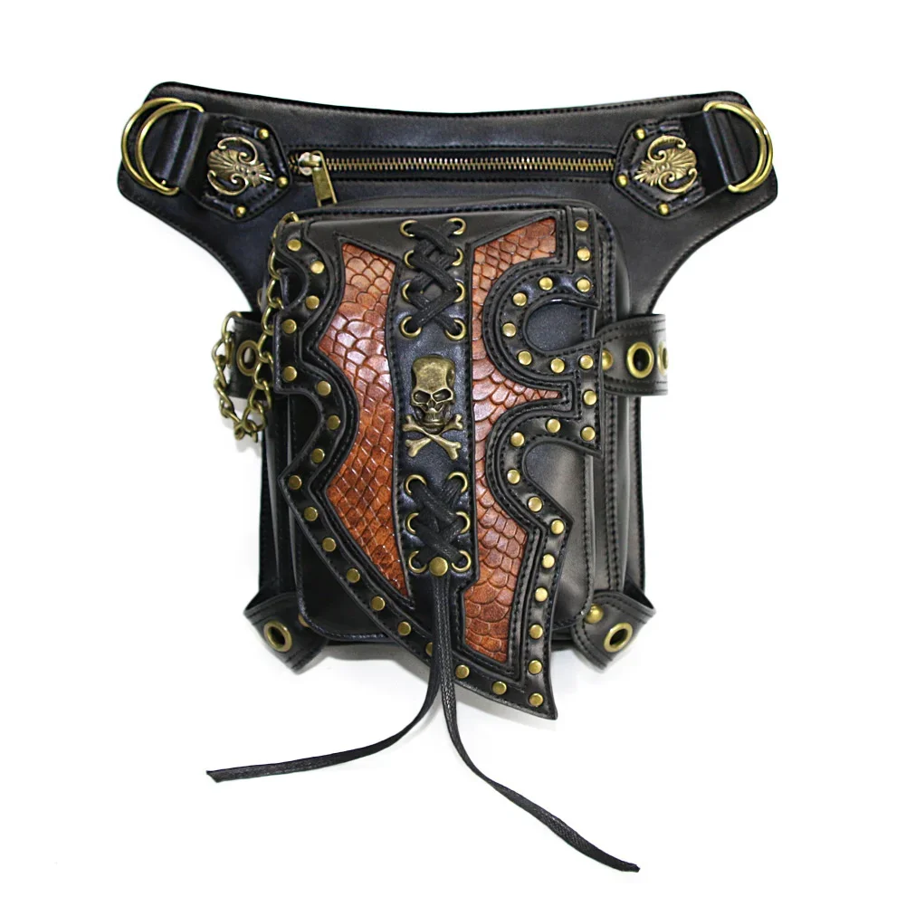 Motorcycle Steam Punk Waist Leg Hip Belt Banana Messenger Shoulder Bag Mobile Phone Waist Bag Fanny Packs Pack For Women Gothic