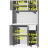 71" Tall White Kitchen Pantry Cabinet,Kitchen Pantry Storage Cabinet with Power Outlet,Freestanding Kitchen Hutch w/ countertop 6