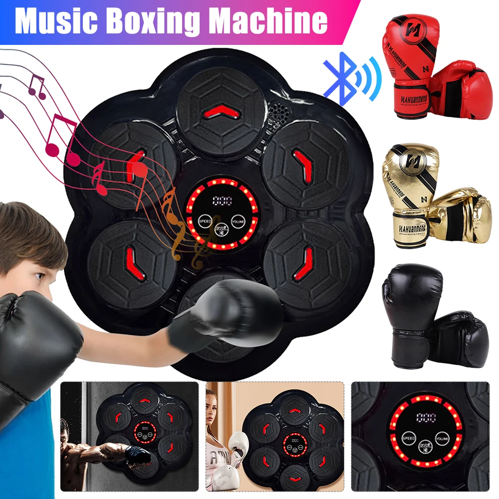 Music Boxing Machine Smart Wall-Mount Target Adjustable Speed Bluetooth-Compatible Reaction Practice Sandbag for Kids Adults