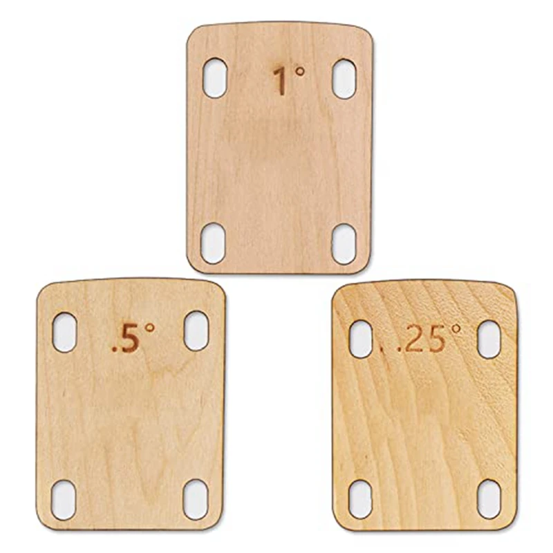 3Pcs Guitar Neck Shims, Solid Maple Wood Guitar Neck Shim Protection 0.25, 0.5 And 1 Degree Guitar Neck Plate Tool