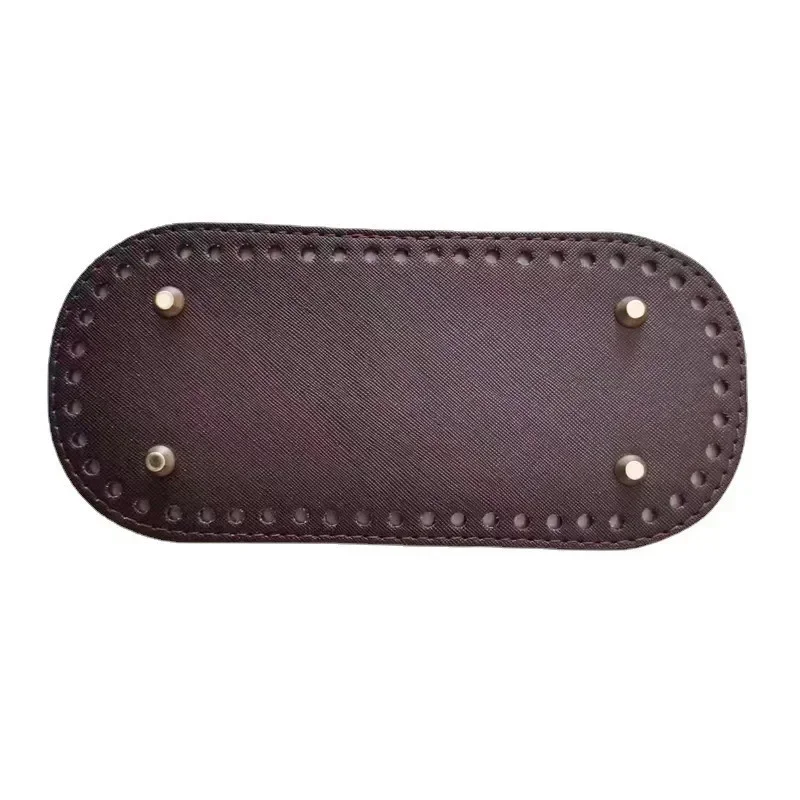 thumbnail image 1 of Nuevo fondo de 22 x 10 cm de largo para bolso de punto, base de cuero PU para bolso, fondo ovalado hecho a mano con agujeros, accesorios para fondo de bolso de ganchillo DIY, 1 of 5