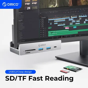 ORICO 고속 변속기 SD TF 카드, USB 3.2 허브, 전원 커넥터 포함, 7 포트 확장, 10Gbps