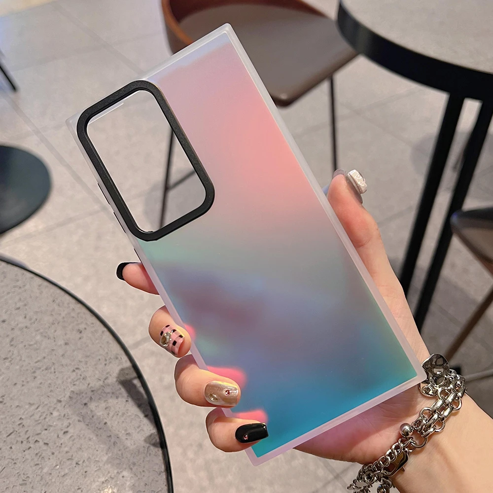 Gradient Laser Matte Handyhülle für Samsung Galaxy S23 S22 Ultra Plus S21 S20 FE A54 A34 A14 A53 A52 A23 A24 Note 20_voghion.com