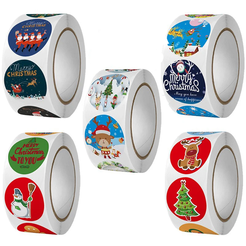 

100-500Pcs Merry Christmas Cute Sealing Stickers Xmas Gift Box Backing Package Envelope Label Seal Decoration Scrapbook Sticker