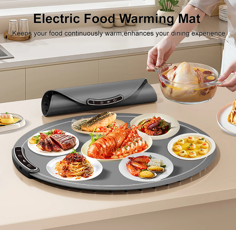 Description Picture 2 of itemElectric Food Warmer Mat Foldable Electric Warming Tray 8 Temperature Fast Heating 220V Electric Food Plate Cup Warmer Mat