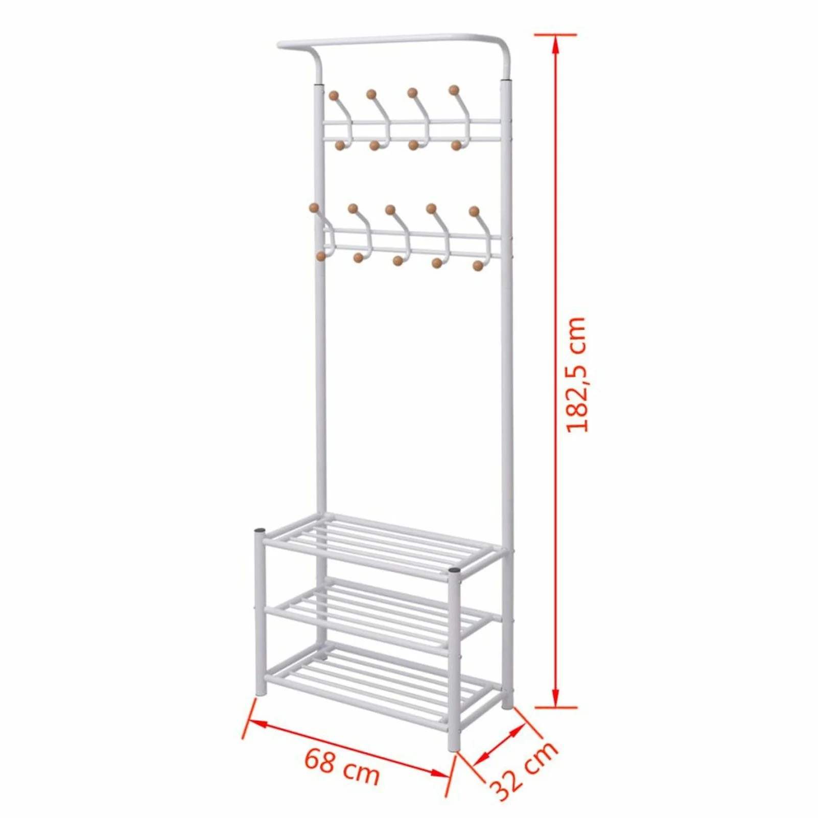 Clothes Rack with Shoe Storage 26.8"x12.6"x71.9" White