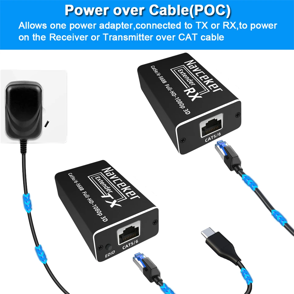 60m HDMI to HDMI Extender 1080P HDMI UTP Extender Cat6 POE IR Extensor HDMI RJ45
