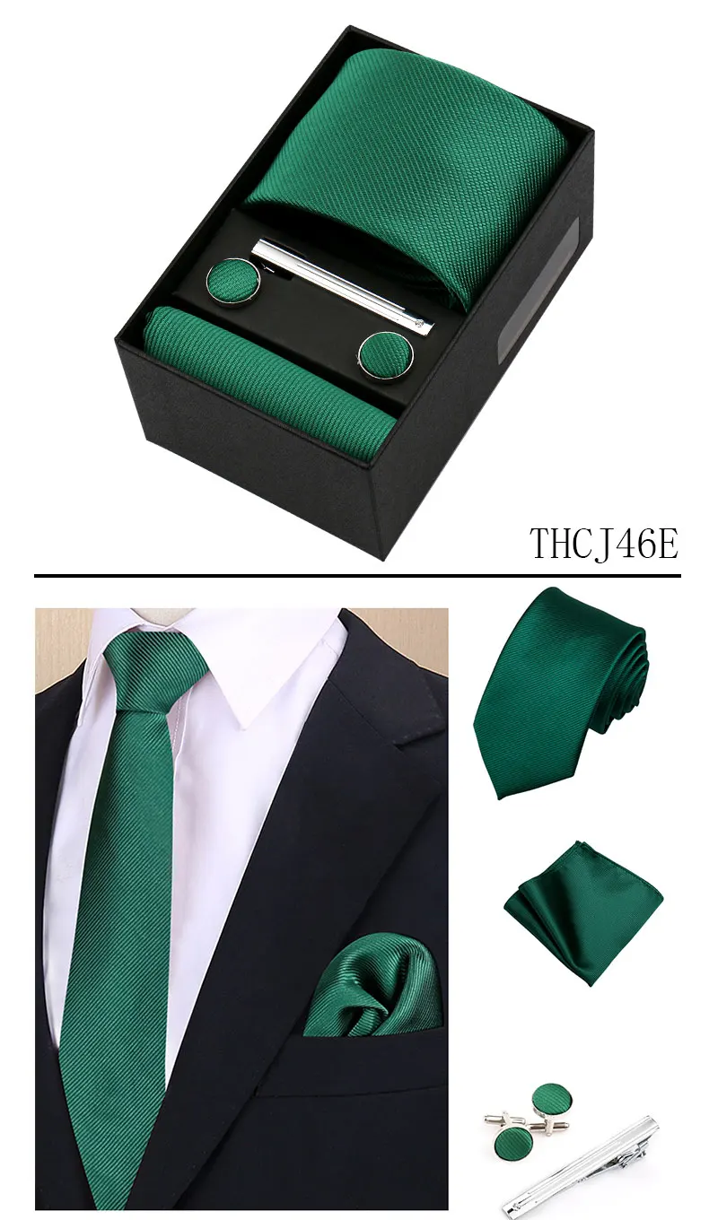 Männer Krawatte Set Einfarbig Einstecktuch Geschenk Box Set Hochzeit Luxus Designer Krawatte Für Männer Männlich Krawatte Clip Gravat Accessorise – Detail 14