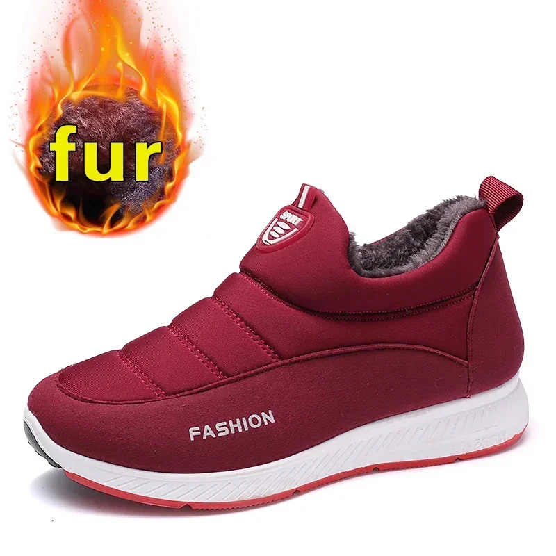 

2021 Winter Snow Boots Women Shoes Warm Plush Fur Ankle Boots Winter Female Slip on Flat Casual Shoes Waterproof Women Sneakers