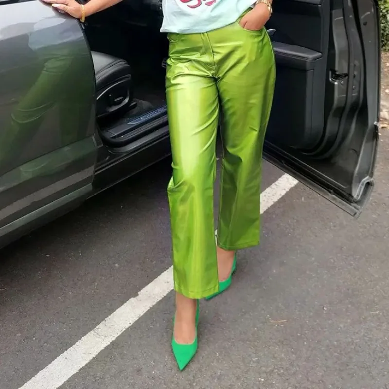 

Women's Leather Pants Fashion High Waist Loose Pu Pants Streetwear Y2k Wide Leg Trousers 2023 Autumn New Casual Baggy Outfits