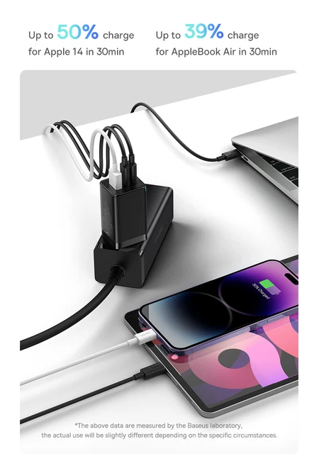 Baseus 65W Cargador USB C GAN, Cargador Rapido Multipuerto 2 USB C y 2 USB  A » Chollometro