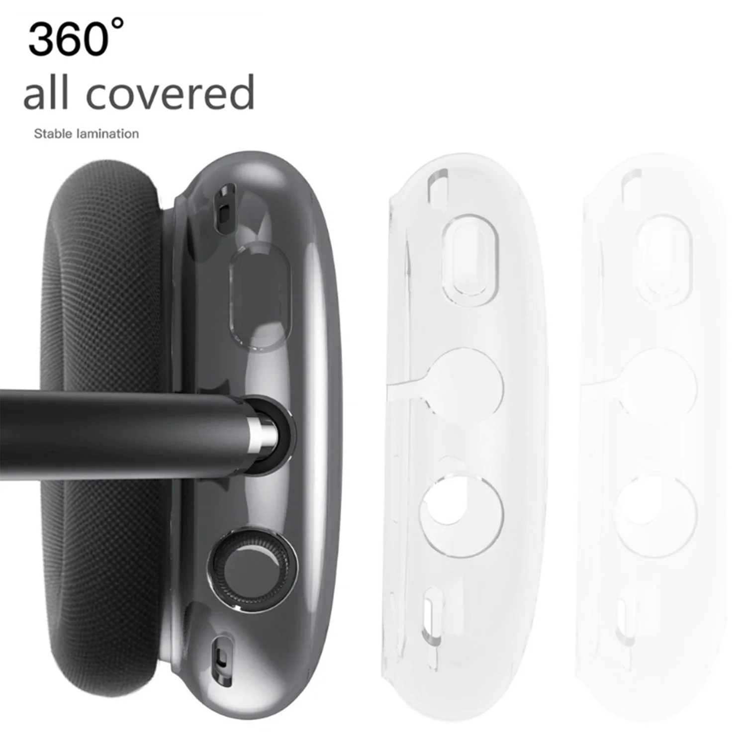 2pcs/set Soft Anti-Scratch Transparent Cover For AirPods Max TPU Wireless Shockproof Headphones Case Protective Sleeve Protector
