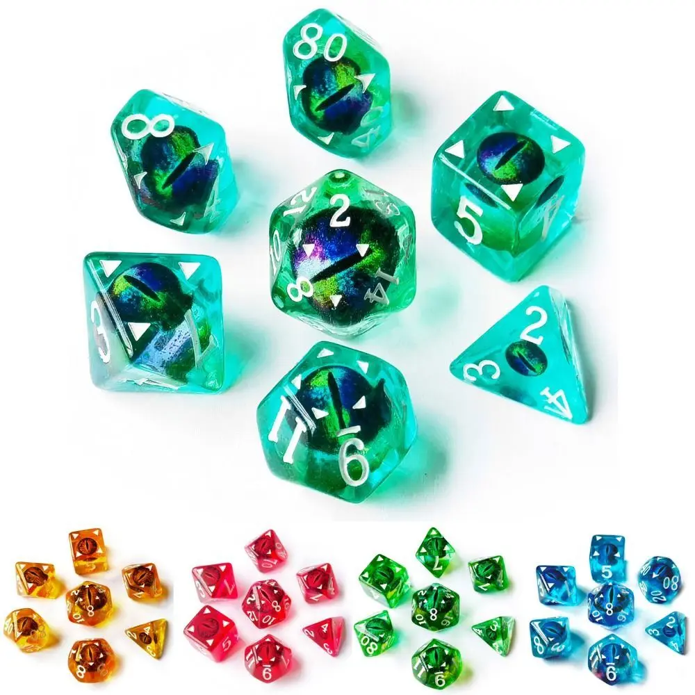 

7pcs/set Polyhedral Crystal Eye Dice Longan Dice Resin Crafts Home Ornaments Tarot Game Party Toys Table Entertainment