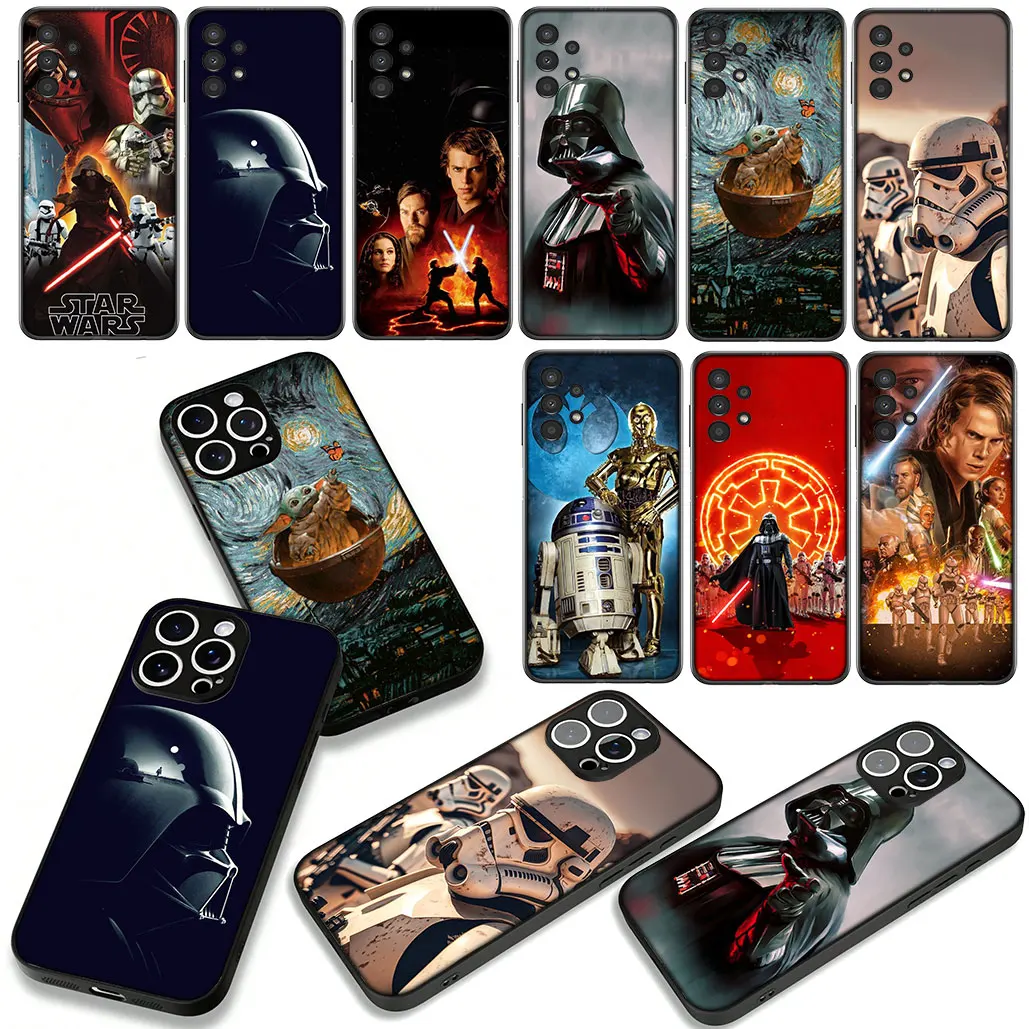 Starry Galaxy Wars Themed Phone Cover with Cute Characters