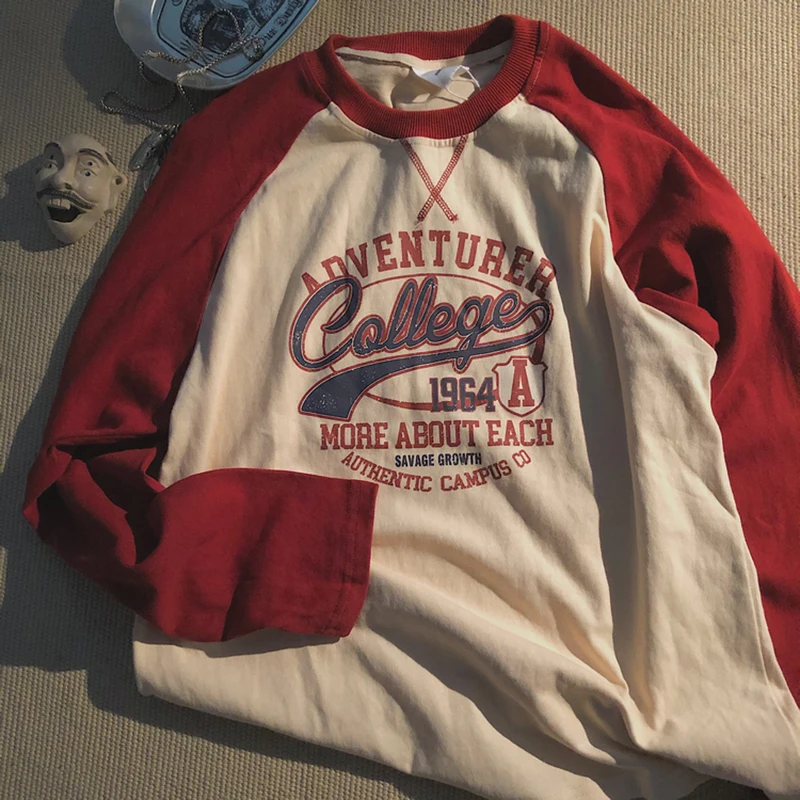 Dames T-shirts Tops Oversized Patchwork Haruku Koreaanse Grafische Mode Streetwear Kawaii T-shirt Esthetisch Lange Mouwen Y2k513_voghion.com