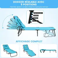 Chaise longue de plage avec trou pour le visage et coussin amovible - Chaise longue portable pour piscine et plage avec design pour se repose-tout-en-seuil et coussin 7