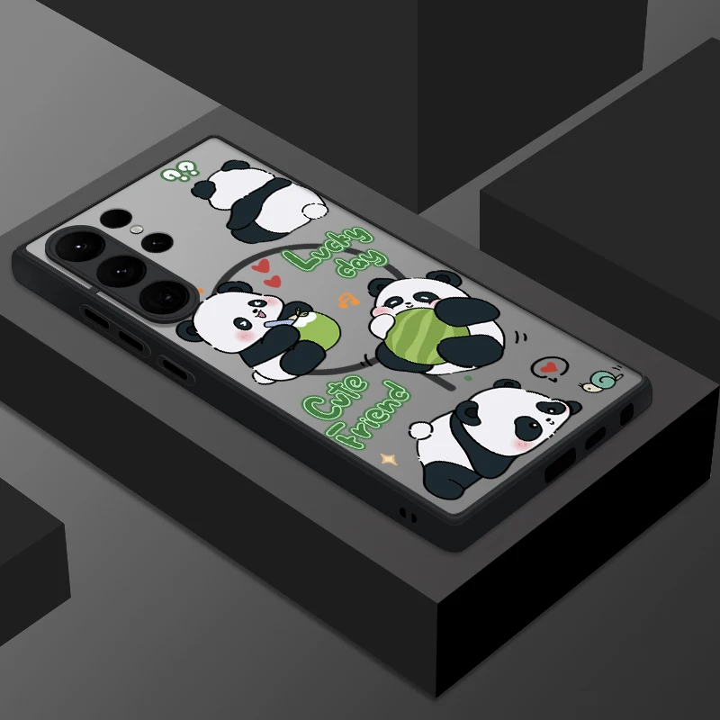 Magnetic Cute Panda Matte Phone Cover