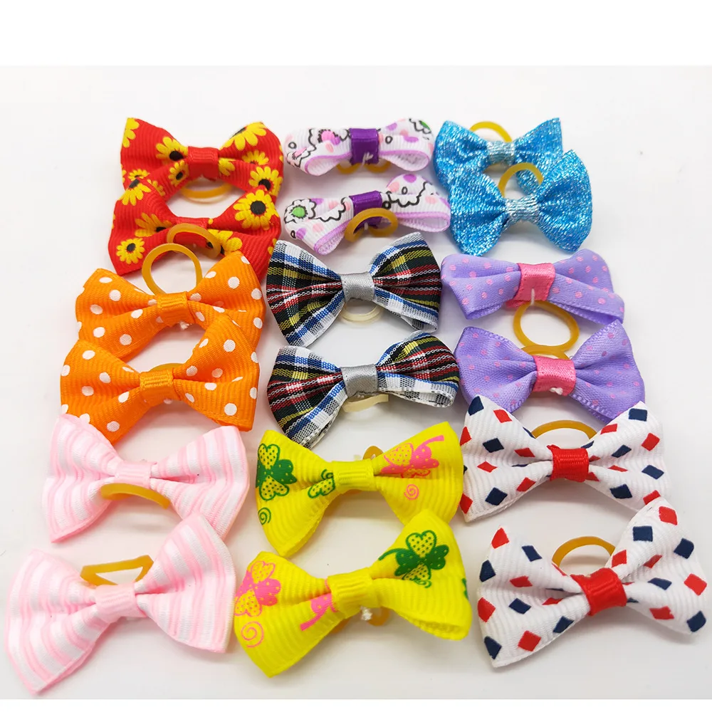 10pcs Dog Grooming Bows Cat Dog Hair Bows Small Pog Grooming Accessories Dog Hair Rubber Bands Pet Supplies