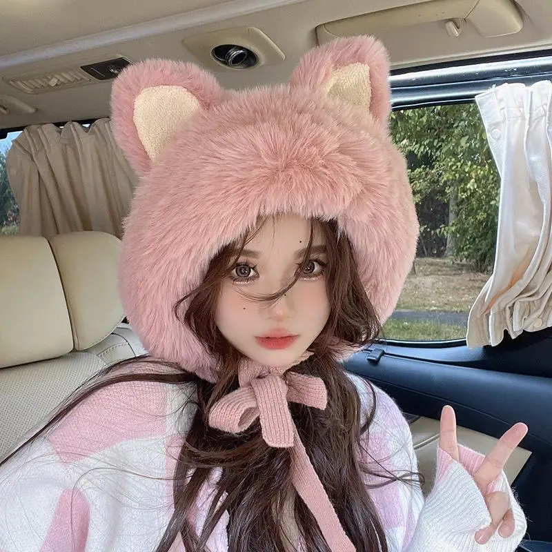 

Женская трикотажная Шапка-бини с кошачьими ушками