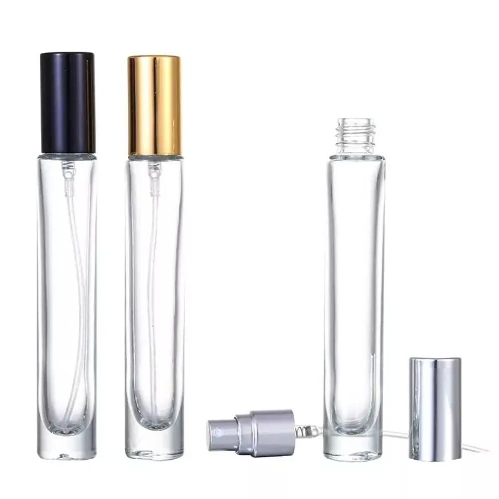 Aluminum Cover Spray Perfume Bottle Mini Square Glass Refillable Bottle Transparent 10ml Liquid Atomizer Women