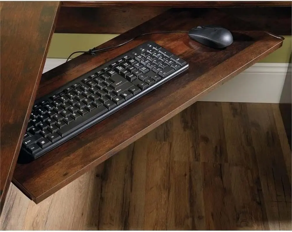 Home Office L Shaped Desk with Computer Tower Storage in Curado Cherry 3
