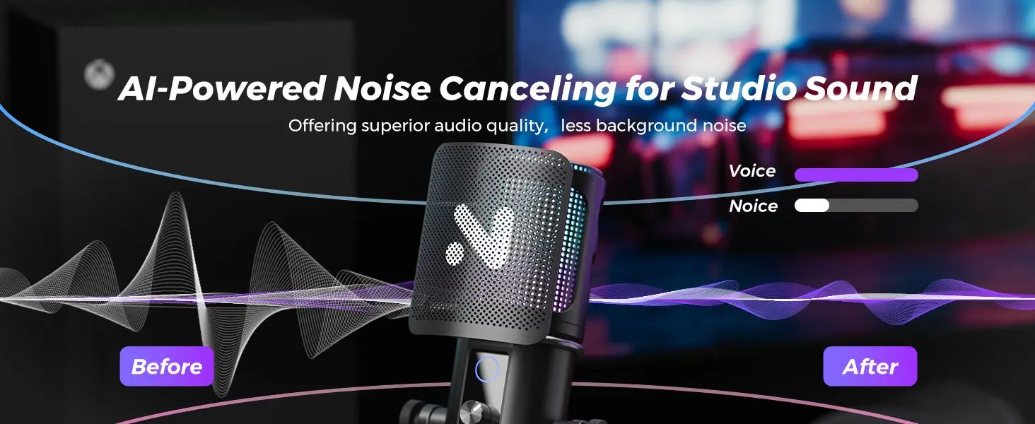 NearStream USB/XLR Condenser Gaming Microphone with 8 RGB Modes Lighting, Noise Cancelling Desktop for Streaming on PC/PS5/Mac