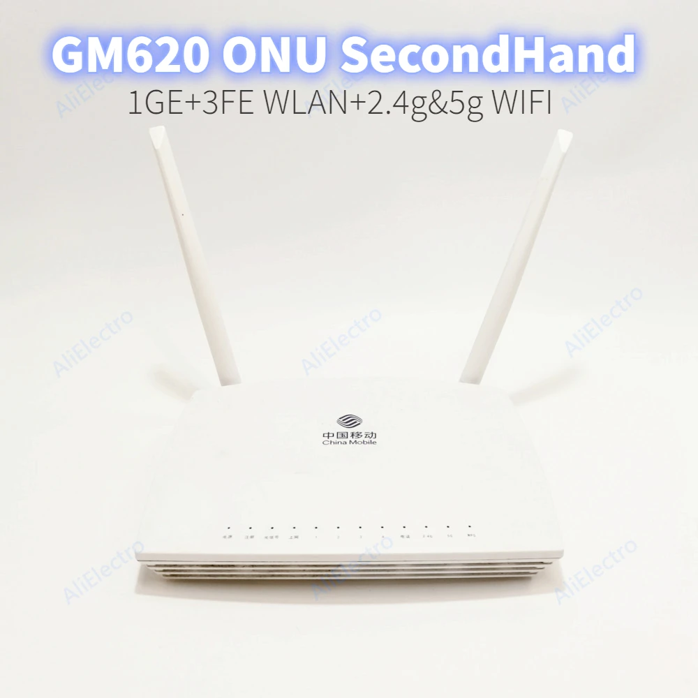 

1 шт. GM620 ONU Подержанный 1GE + 3FE WLAN + 2,4g & 5g WIFI английская версия GPON ONU ONT оптический маршрутизатор без питания Бесплатная доставка