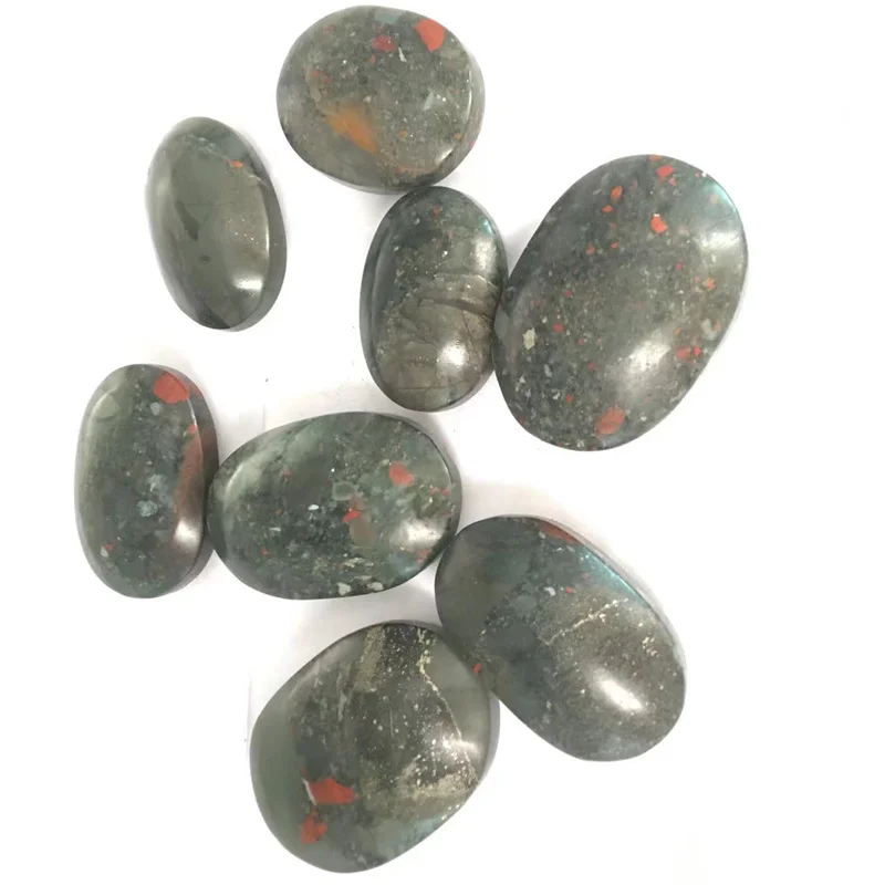 

Natural Bloodstone Palm Stones Polished Quartz Crystal Healing Reiki Massage Gemstones Fengshui Decoration