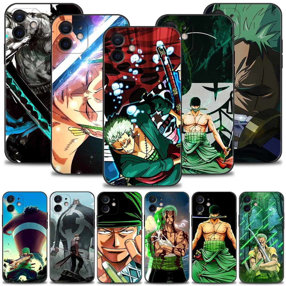 Anime One Piece Roronoa Zoro Phone Case for iPhone 13 11 12 Pro Max XR X 8 7 6 6S Plus XS 13mini SE 5 5S 12mini Silicone Cover case for iphone 13 