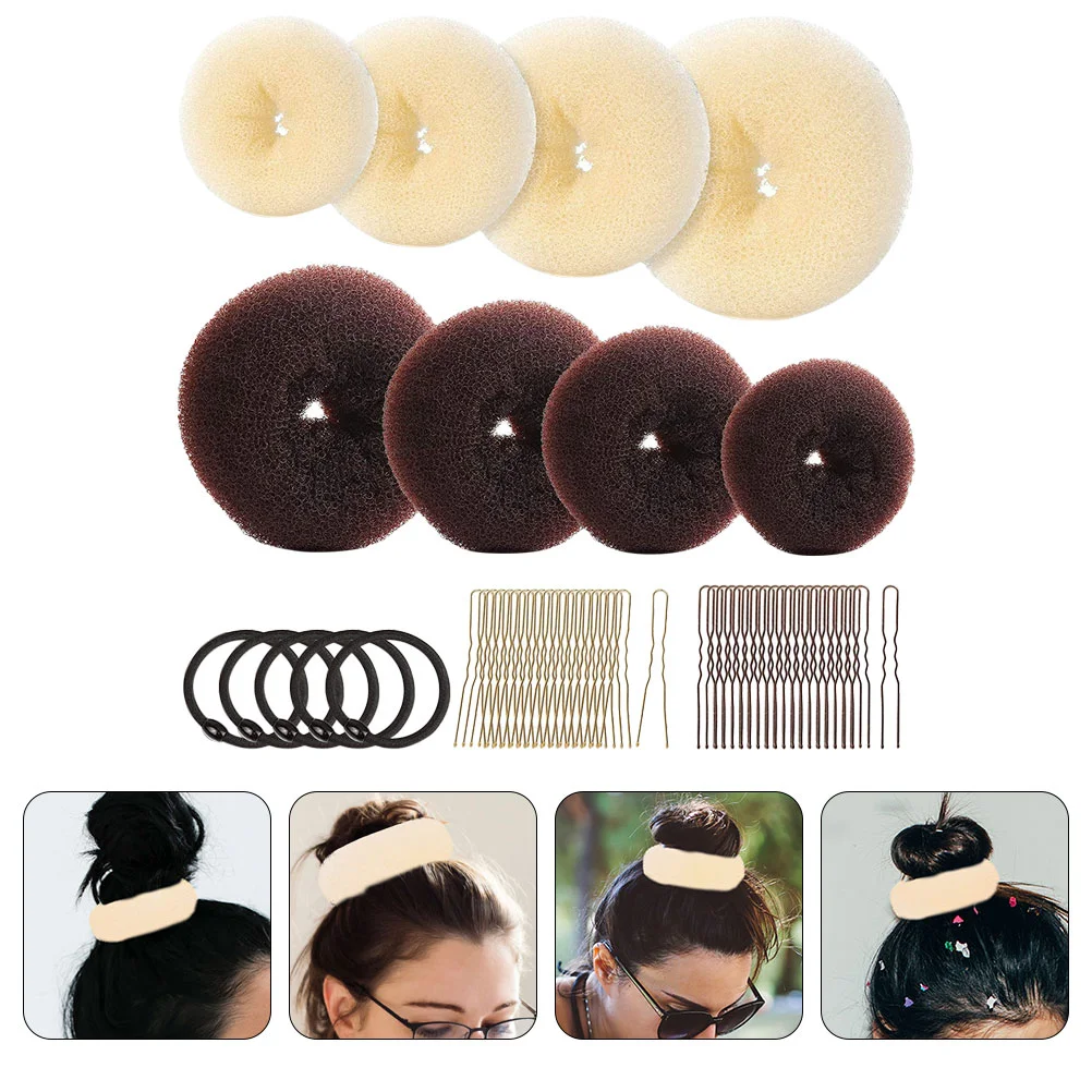 

1 Set Donut Hair Bun Makers U-shaped Pins Hair Ties Women Girls Hair Styling Supplies