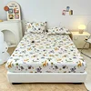 100% Cotton Fun Zoo Theme Fitted Sheet Set Giraffe Lion Print Soft Breathable Bedding Set Kids Adult Room Decor（2 Pillowcases ） 1