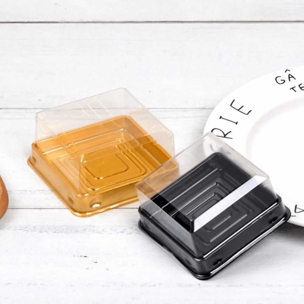 50Pcs Moon Cake Boxes, Square Plastic Cupcake and Muffin Containers, Transparent Pastry... - SKU PCB01628 - UGI Packaging